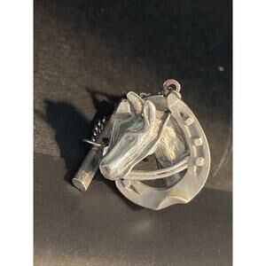 Vintage 1987 Horse Head & Horseshoe Silver Tone Tie Tack Pin Vintage Western